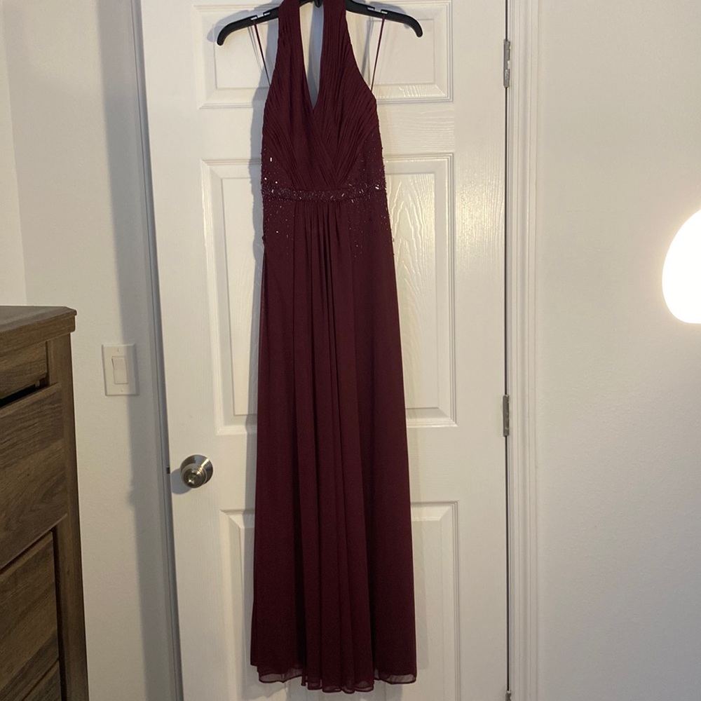 Long Formal Plum Color Evening Gown